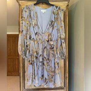 Ted Baker London Gretia Leaf Print Long Sleeve Peplum Dress